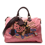 Satin Monogram Paris Tokyo Embroidered Speedy P9 Bandouliere 40 Dark Pink