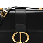 Box Calfskin 30 Montaigne Flap Bag Black