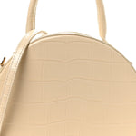 Calfskin Crocodile Embossed Circle Crossbody Bag Dune