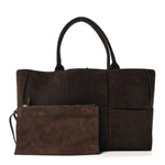 Suede Maxi Intrecciato Small Arco Tote Fondente