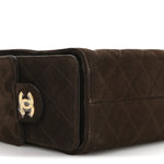 Suede Quilted Mini Chanel 25 Handbag Dark Brown