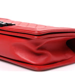 Lambskin Quilted Medium Boy Flap Red