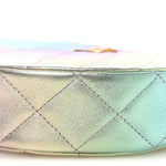 Gradient Metallic Lambskin Quilted Hobo Bag Pink Purple Green