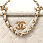 Shiny Caviar Quilted Pick Me Up Vanity Case White