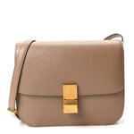 Liege Calfskin Medium Classic Box Flap Bag Taupe