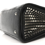 Snakeskin Studded Thalia Top Handle Black