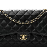 Caviar Quilted Jumbo Double Flap Black