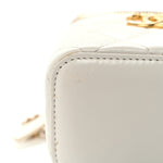 Calfskin Quilted Mini Perfect Fit Vanity Case With Chain White