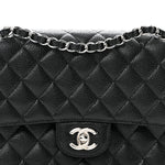 Caviar Quilted Medium Double Flap Black
