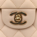 Caviar Quilted Medium Double Flap Light Beige