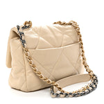 Lambskin Quilted Medium Chanel 19 Flap Light Beige
