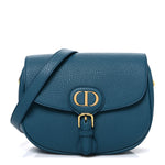 Grained Calfskin Medium Bobby Flap Steel Blue