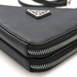 Saffiano Mini Triangle Crossbody Pouch Black