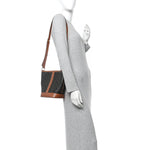 Triomphe Canvas Calfskin Small Bucket Bag Tan