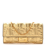 Vitello Catalan Mirror FF 1974 Embossed Continental Wallet on Chain Gold