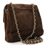Suede Quilted CC Shoulder Bag Brown