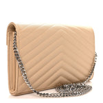 Grain De Poudre Matelasse Chevron Monogram Chain Wallet Nude Powder
