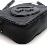 Sakai Be Green Calfskin Diagonal Stitched Small Blondie Shoulder Bag Black