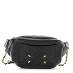 Caviar Quilted Filigree Waist Bag Black