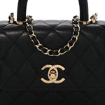 Caviar Quilted Coco Handle Clutch With Chain Black
