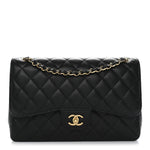 Caviar Quilted Jumbo Double Flap Black
