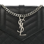 Grain De Poudre Mixed Matelasse Triquilt Monogram Chain Wallet Black