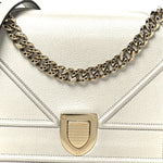 Metallic Grained Calfskin Medium Diorama Flap Bag Silver