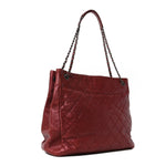 Iridescent Caviar Quilted Tall Chic Shopping Tote Red