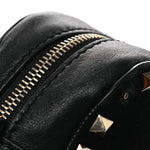 Calfskin Suede Rockstud Camera Crossbody Bag Black