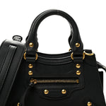 Smooth Calfskin Neo Classic Brass Hardware Nano City Crossbody Black
