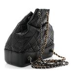 Aged Calfskin Quilted Small Gabrielle Backpack Black