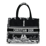 Canvas Embroidered Medium Paris Book Tote Black White