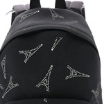 Canvas Crystal Embellished Eiffel Tower Explorer Backpack S Black