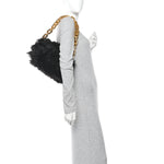 Shearling Lambskin The Pouch Chain Black
