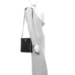 Caviar Quilted Mini Never Ending Chain Tote Black