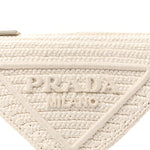 Yarn Raffia Effect Crochet Triangle Shoulder Bag White