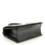 Metallic Patent Micro-Cannage Medium Diorama Flap Bag Onyx Black