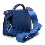 Cuoio Romano Vitello Cover Bi-Color Peekaboo I See U X Cross Satchel Bleu Royal Acciaio