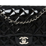 Patent Quilted Medium Double Flap Black