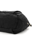 Tessuto Nylon Vitello Daino Shopping Satchel Black