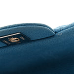 Iridescent Caviar Quilted Extra Mini Flap Light Blue