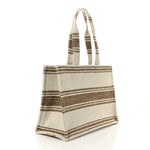 Jacquard Striped Large Cabas Thais Tobacco Tan