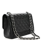 Caviar Quilted Jumbo Double Flap Black