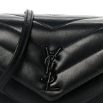 Calfskin Y Quilted Monogram Monochrome Toy Loulou Crossbody Bag Black