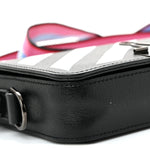 Saffiano Striped Mini Diag Binder Clip Bag Black White Indus
