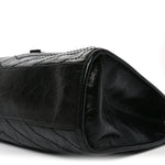 Crinkled Calfskin Matelasse Monogram Medium Niki Shopper Tote Black