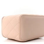 Caviar Quilted Small Vanity Case With Chain Light Beige