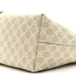 GG Supreme Monogram Textured Dollar Calfskin Web Medium Ophidia Shopping Tote Beige Mystic White Oatmeal