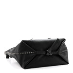 Grained Calfskin Rockstud Travel Tote Bag Black