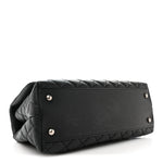 Caviar Lizard Embossed Quilted Small Coco Handle Flap Black